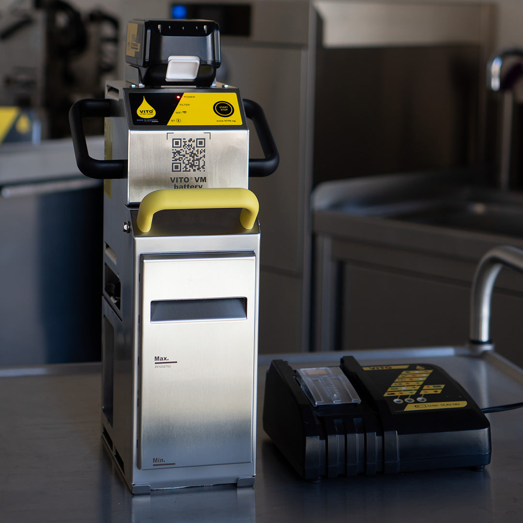 VITO VM Battery ist ideal für 1 bis 3 Fritteusen bis 20 Liter Fassungsvermögen – schnurlos/wiederaufladbar
